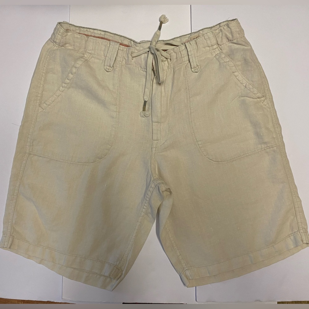 Lucky brand men’s 100% linen Drawstring Shorts cream size 36